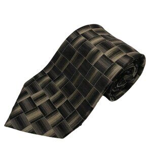 Joseph & Feiss Tie Checkered Silk Necktie Brown Black Stain Resistant